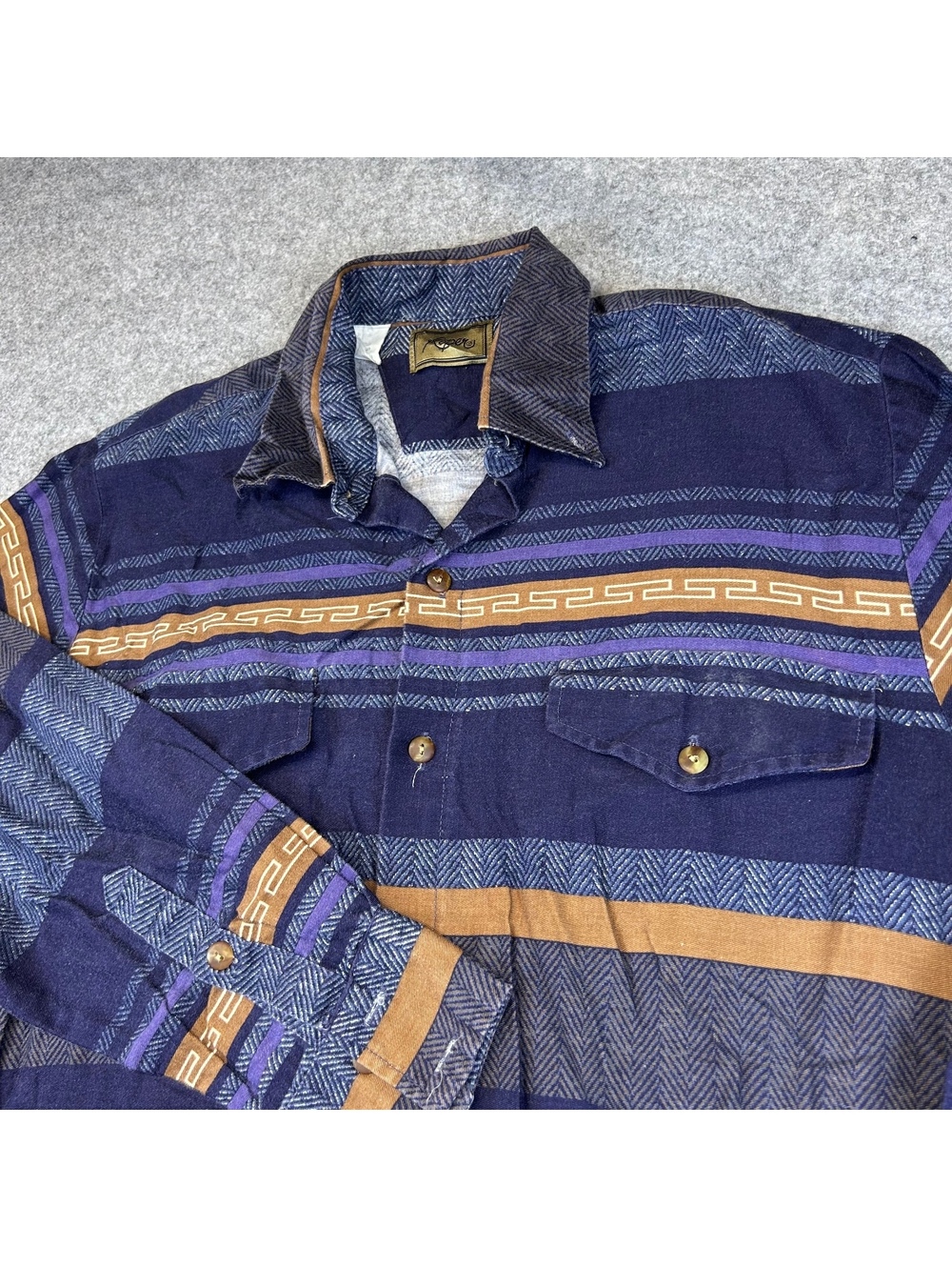 VTG Roper Button Up Western Shirt Aztec Striped Pattern Men M Cotton Cowboy